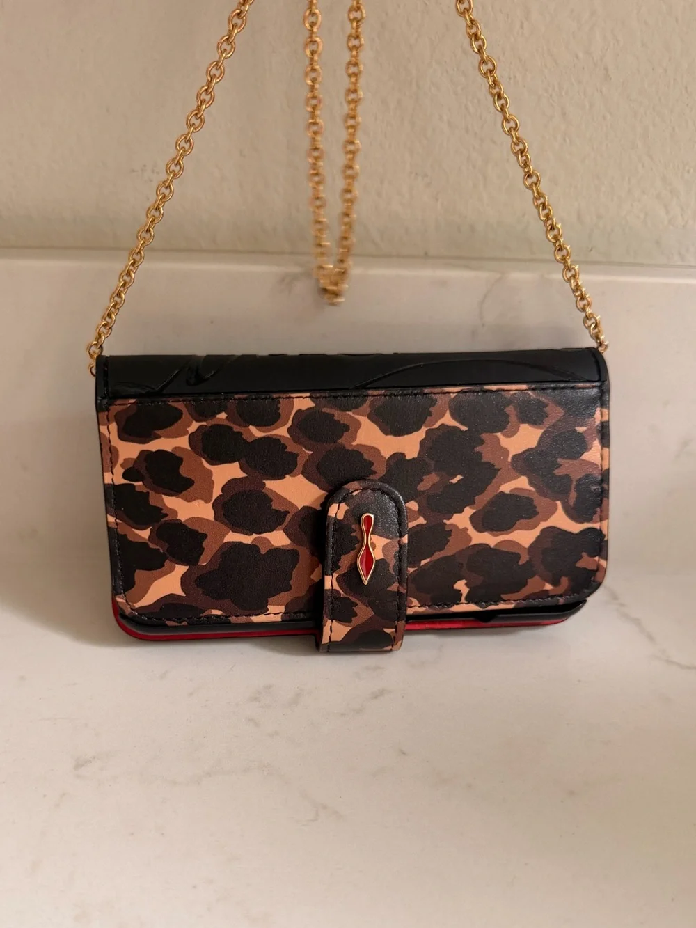 Christian Louboutin Leopard Print Loubiflap Chain iPhone Case - 11 Pro